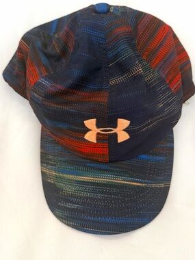 Under Armour Youth Navy & Red Performance Cap with coral embrodriary Trim